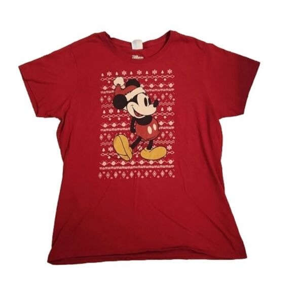 Disney Other - Mens Mickey Mouse Red Christmas Tee By Disney Size XL.